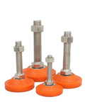 Beefy, Rock Solid Heavy Duty Adjustable Feet Set With M16 Threaded Leveling Feet And Shockproof PVC Base For Tables Shelves And Industrial Equipment, Easy Swivel Levelers, Stable Support For Home Office Workshop And Heavy Furniture; 4 orange feet