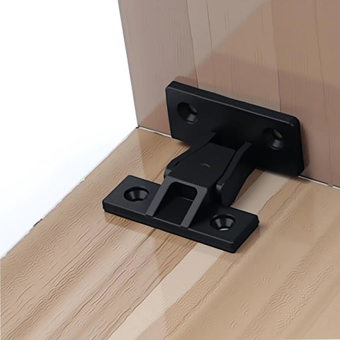 Slick Eight Piece Push On Cabinet Connectors Made For Dead Simple Furniture Panel Joinery And Wardrobe Door Mounting, black plastic joint bracket.