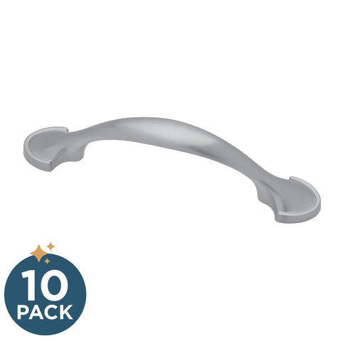 10 Pack Satin Nickel Cabinet Handles With 3 Inch Center To Center Holes Half Round Spoon Foot Casual Drawer Pulls