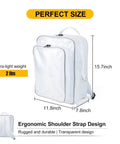 Top Notch Transparent Cleanroom Engineer Tool Backpack With 20 Liter Capacity And Crystal Clear Body for secure storage, 15.7x11.8 inches.