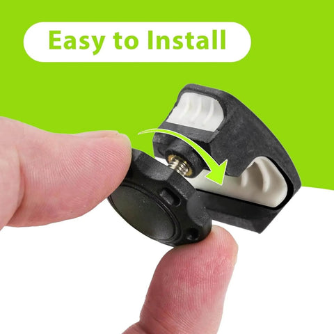 Close-up of SpeedFlex Compatible Football Helmet Chin Strap Stabilizer Kit with thumb screw and cam loc housing, easy install.