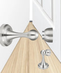 Magnetic Door Stop Heavy Duty Stainless Steel Anti Rust Premium Door Stopper With Wall And Floor Mount For Various Door Types 1 Pack Matte Finish.