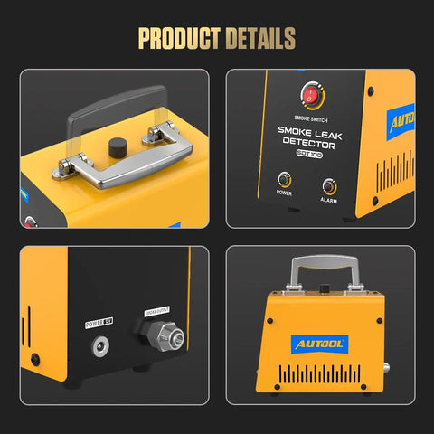 Detailed view of Pro Grade EVAP Smoke Tester for Cars with built in air pump, showcasing various angles of the diagnostic tool.