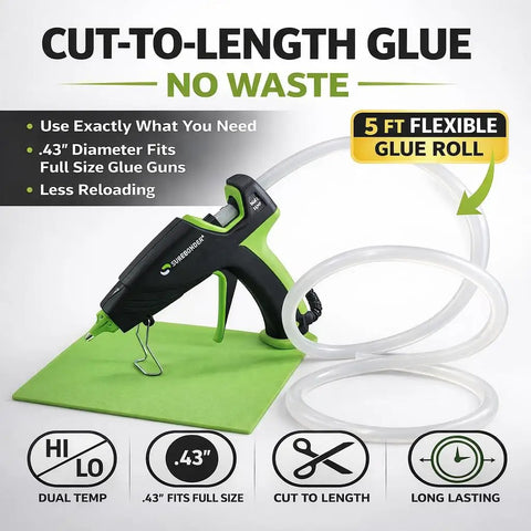 Full Size Clear Hot Glue Stick Roll, 5 Feet Long and 0.43 Inch Diameter, Uninterrupted Gluing for Crafting and DIY