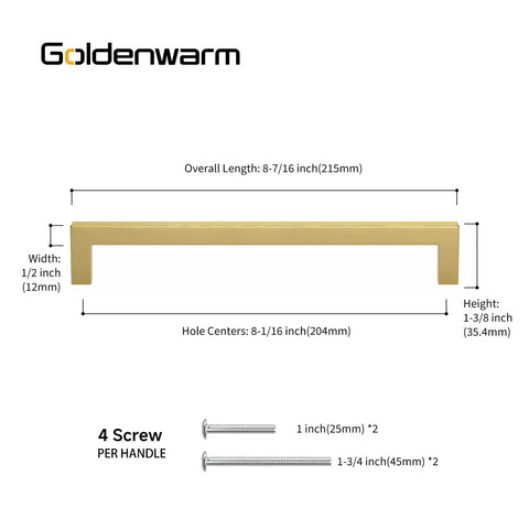 Brass Cabinet Pulls Hardware 8 Inch Center 204mm Handles For Dresser Drawers Kitchen Cupboards Gold Tone Drawer Pulls