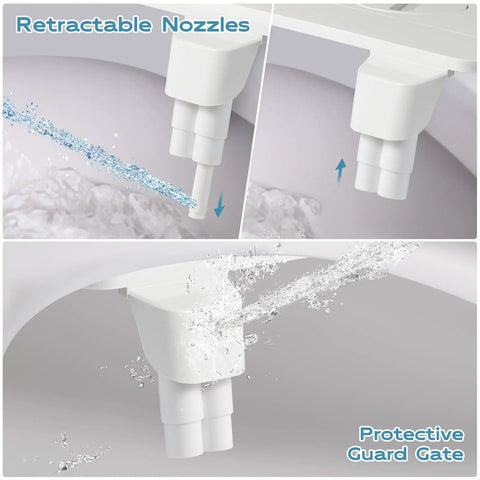Ultra Slim Bidet Attachment With Dual Mode Wash For Toilet Easy To Install Non Electric Toilet Seat Attachment with retractable nozzles