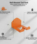 Orange Wall Mounted Tool Rack For Power Tools And Garden Gear Compact Garage Organizer for drills and saws