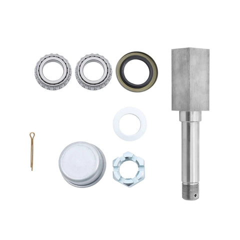 Trailer hub kit with square BT16 spindle; includes two bearings, seal, washer, dust cap, nut, cotter pin