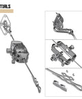 Shade Sail Hardware Kit With 24 Ft Wire Rope And Rectangle Installation Gear showing winches, clips, hooks, pad eyes, and wrench