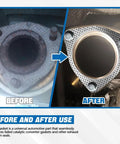 HEVLE 2PCS exhaust gasket, 3.5-inch graphite high-temp, before-and-after view on exhaust flange