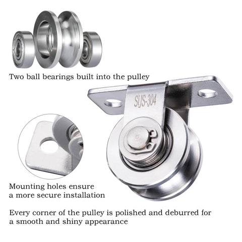 Rope Pulley System Beef Up Your 30mm Wheel Wall Mount With Dual Bearings Stainless Steel