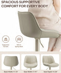 Side view of Adjustable Swivel Faux Leather Bar Stools Set Of 2, 26-34 Inch Counter Height Chairs, Beige Finish backrest