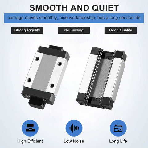 MGN12 450mm Linear Rail Guide With MGN12H Bearing Block For DIY 3D Printing Easy Install Pre Drilled Holes front and side view
