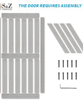 32x84 Inch MDF Light Gray Barn Door With 6.6 Ft Sliding Hardware Kit, Waterproof PVC Double-Sided Slab shown unassembled
