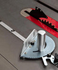 Pro Grade Miter Gauge for Table Saw and Router All Around Woodworking Sled with Multi Angle Scale on a table saw surface