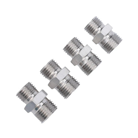 Real Heavy Duty M14 To M16 Hydraulic Fitting Adapters Made From Solid Carbon Steel For Mini Excavators And Construction Featuring Four Pieces To Ensure Seamless Connections For Attachments Keeping Ops Smooth Push It To Limit Always Like A Boss, four metal adapters