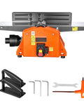 Eight Inch Spiral Benchtop Jointer With Extendable Table And 8500 RPM Motor Shaves Off Rough Splinters Fast Heavy Duty Woodworking Planer Built Like A Tank For Pro Tradesmen Black, showing the rear view and included tools.