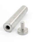 Premium Stainless Steel Round Standoffs In A 2 Pack Measure 25mm By 120mm Long Made For Heavy Duty Glass Mounting Tasks to show metal components.