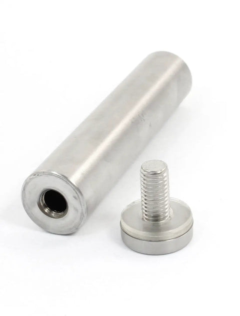 Premium Stainless Steel Round Standoffs In A 2 Pack Measure 25mm By 120mm Long Made For Heavy Duty Glass Mounting Tasks to show metal components.