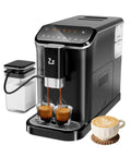 Fully Automatic Espresso Machine With Built In Bean Grinder And Auto Milk Frother, 20 Bar High Pressure Pump, Smart Touch Panel Brewer, No Sweat Operation And Fresh Coffee Magic For Your Daily Grind brewing espresso with dual cups and latte art coffee.