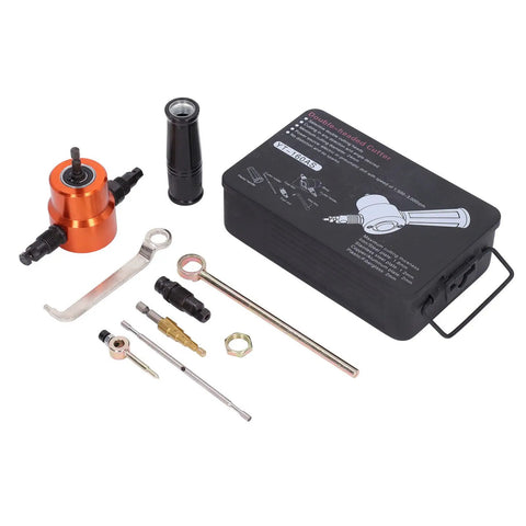Double Headed Sheet Metal Nibbler Attachment for Drill 360 Cutter with case and accessories for auto repair HVAC home projects