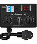 Manual Electric Vehicle Charging Switch For Dryer And Daily Charger, 24Amp 240V Power Splitter With Safety Breaker, hand rotated toggle panel with circuit breaker and LCD display.