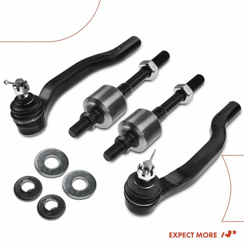 Set Of Four Front Inner And Outer Tie Rod End Kit Replacement For Acura CL Honda Accord Odyssey Isuzu Oasis Fixes Loose Steering And Uneven Tire Wear For Safer Driving black steel steering parts