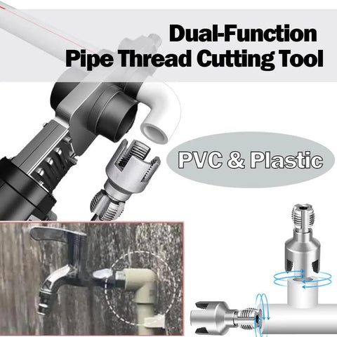 Solid 4 In 1 Water Pipe Threader Set For Fast Internal And External Threading Fits Inch And Inch PvC Pipes Compatible With Electric Drill.