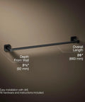 Parallel 24 Inch Towel Bar Matte Black For Bathroom, Sleek Wall Mount Towel Holder, Durable Steel Construction