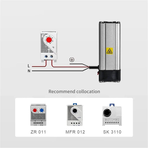 Solid Build Dc 24 Volt Aluminum Alloy Industrial Air Fan Heater For Equipment Cabinets connected with control units.