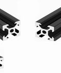 Black Anodized 2020 T Slot Aluminum Extrusion Rails Pack of Four 300mm Long European Standard For 3D Printers CNC Machines And DIY Builds Heavy Duty Aluminum Rails For Smooth Motion shown angled