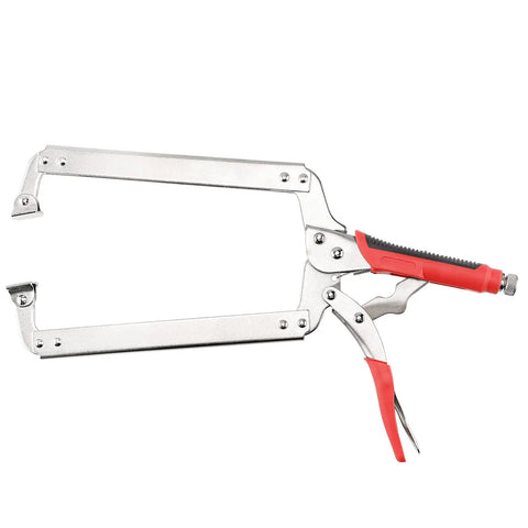 Built Tough 18 Inch C Clamp Locking Pliers Set With Swivel Pads And Rubber Handle Sleeve Heavy Duty Welding And Woodworking Tool For A Beast Grip 7 Inch Max Jaw Opening High Carbon Steel