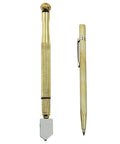 Pro Glass Cutter Kit With Legit Sharp Tungsten Scribe Engraving Pen and Ergonomic Pencil Handle, gold detailing, precision tools for crafts.