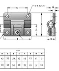 Front and side views of a six-piece plastic Z-shaped torque-damping hinge stop set in black and white.