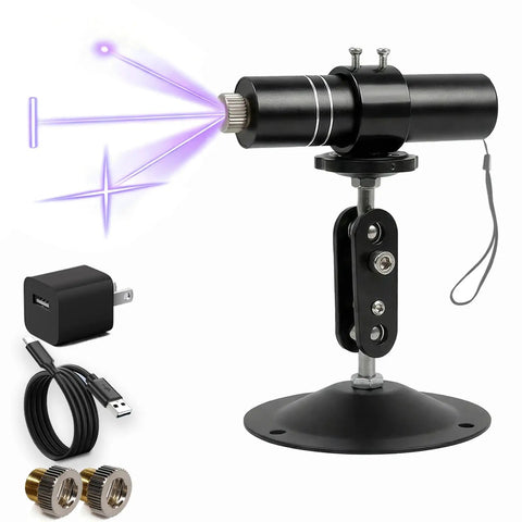 Three Head Purple Laser Level With 2M Charger And 405nm Cross And Linear Laser Generator Rechargeable Alignment Tool For Woodworking Construction And Fabric Cutting Base And AC DC Adapter Purple Line