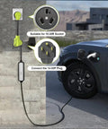 Plug And Play Nema 10-30p To 14-50r Ev Charging Adapter Cord, 30 Amp Dryer Plug to 50 Amp EV station with clear 10-30R and 14-50P plugs.
