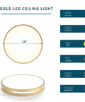12 Inch LED Flush Mount Ceiling Light Two Pack Dimmable 24W 2400 Lumens Close To Ceiling With 5CCT Color Temp for versatile installations
