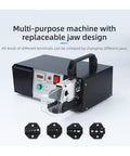 Pro Grade Electrical Terminal Crampinmg Machine Includes 7 Interchangable Dies with replaceable jaws and control panel.