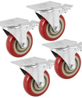 4 Pack Badass Heavy Duty Swivel Caster Wheels With Silent Glide Technology And Tough As Nails Construction, red wheels for easy mobility.