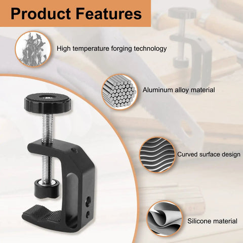 Two Pack Universal C Clamp Set With 1/4 Inch And 3/8 Inch Thread Holes features aluminum alloy and silicone materials