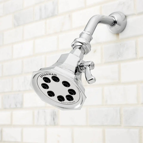 Wall-mounted Vintage 8 Jet Low Flow Shower Head 2.0 GPM Polished Chrome with Old School Retro Design and Spa Vibe