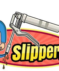 Cartoon character holding a Pistol Grip Grease Gun Workhorse With Heavy Duty Steel Build And Balloon Plunger Technology.