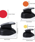 Three Pack Circle Punches Set For Paper Crafts 1.5 Inch, 1 Inch, And 0.6 Inch Round Hole Punches showing punch sizes and dimensions.