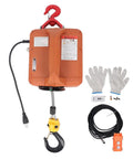 Heavy Duty Electric Hoist Winch 660 LB Capacity With 1500W Motor For Garage Use, 25 Foot Lift Height And Fast Speed Plus Us Plug Power kit with hook, gloves, and remote.