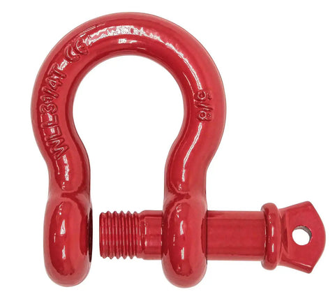 Anchor Shackle Forged Carbon Steel With Alloy Screw Pin Five Eighths Inch Beefy Heavy Duty D Ring For Tow Rigging And Vehicle Recovery Double Rust Protection Pack Of Ten 3.25 Ton Working Load Limit 6500 Lbs Break Strength 19.5 Tons, close-up view