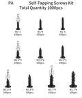 Hella Strong 1200 Piece Micro Tapping Screws Tight Cross Drive Threads Sleek Flat Heads Zero Slack For Circuit Boards And Diy Crafts Ready To Go Boxed Set For Effortless Assembly with various sizes.