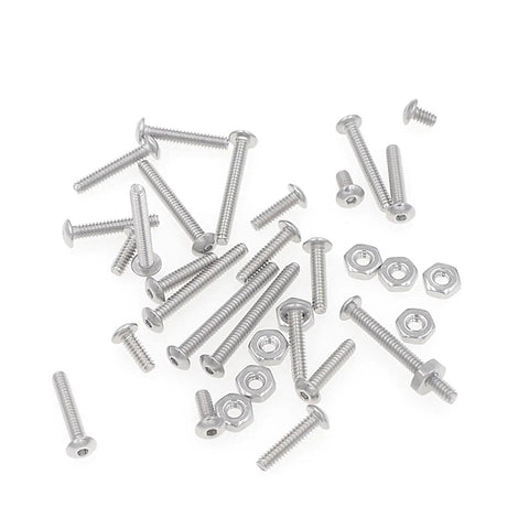 Solid As A Rock 260 Piece 4-40 Unc Button Head Socket Cap Screws Paired With Matching Hex Nuts 304 Stainless Steel hardware assortment on white surface.