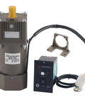Electric Gear Motor 220V AC 90W Single Phase Asynchronous High Torque Gearbox Motor With Deceleration And Adjustable Speed 5K 10K 20K 50K 100K RPM, control unit, and mounting bracket.