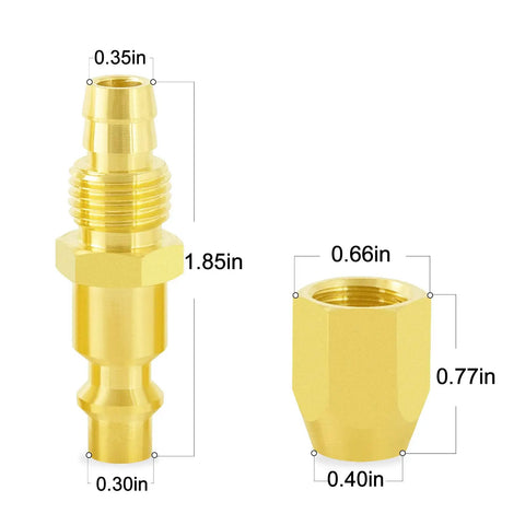 Brass Pneumatic Hose End Repair Fitting 1 Quarter Inch ID 1 Quarter Inch Barb Reusable Replacement Plug dimensions shown