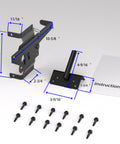 Vinyl Fence Gate Hardware Kit Matte Black For Double Gates Includes Four Hinges One Latch And One Drop Rod All In One Beast Setup For PVC Fencing And Vinyl Fence Projects image showing hinge and rod measurements.